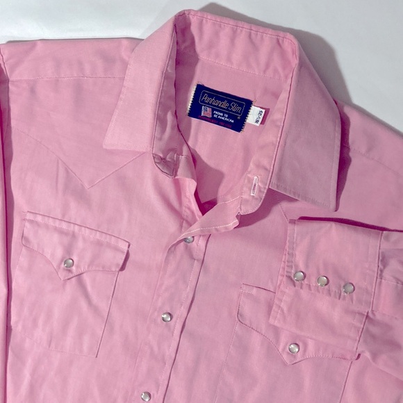 Panhandle Slim Pearl Snap Button Western Shirt Mens 16 1/2-35 Pink Vintage - Picture 2 of 8